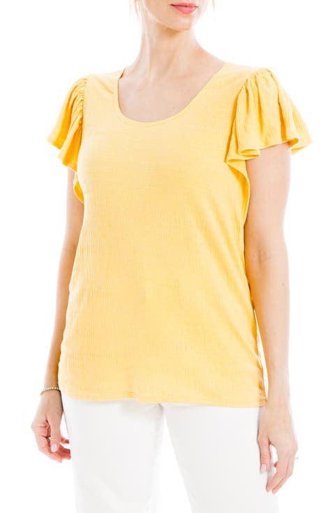 Flutter Sleeve Jersey Crinkle Top