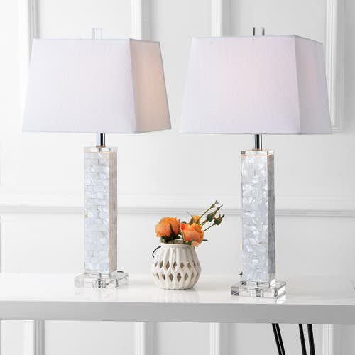 Jonathan Y Noelle 28.5" Seashell Led Table Lamp, White In White