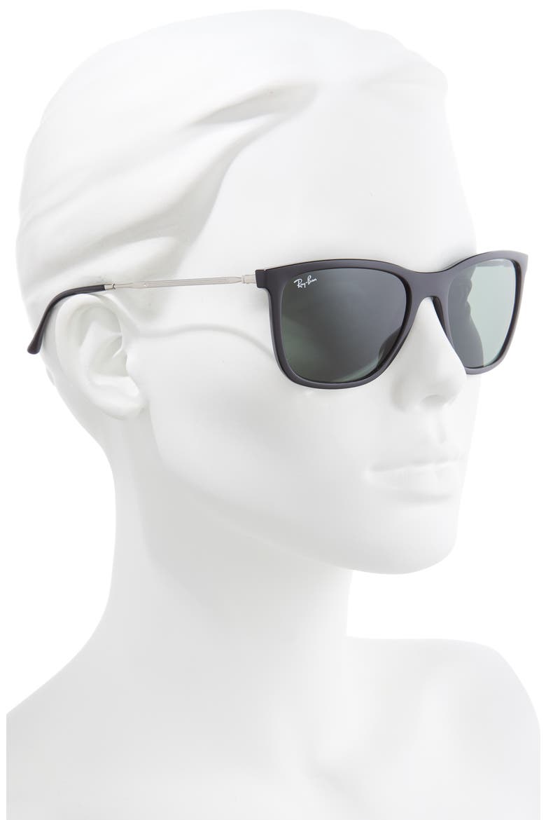 56mm Pillow Sunglasses, Alternate, color, BLACK / GREEN