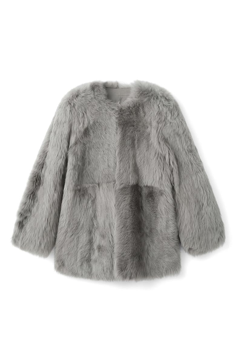 MANGO Reversible Leather & Genuine Shearling Coat, Alternate, color,