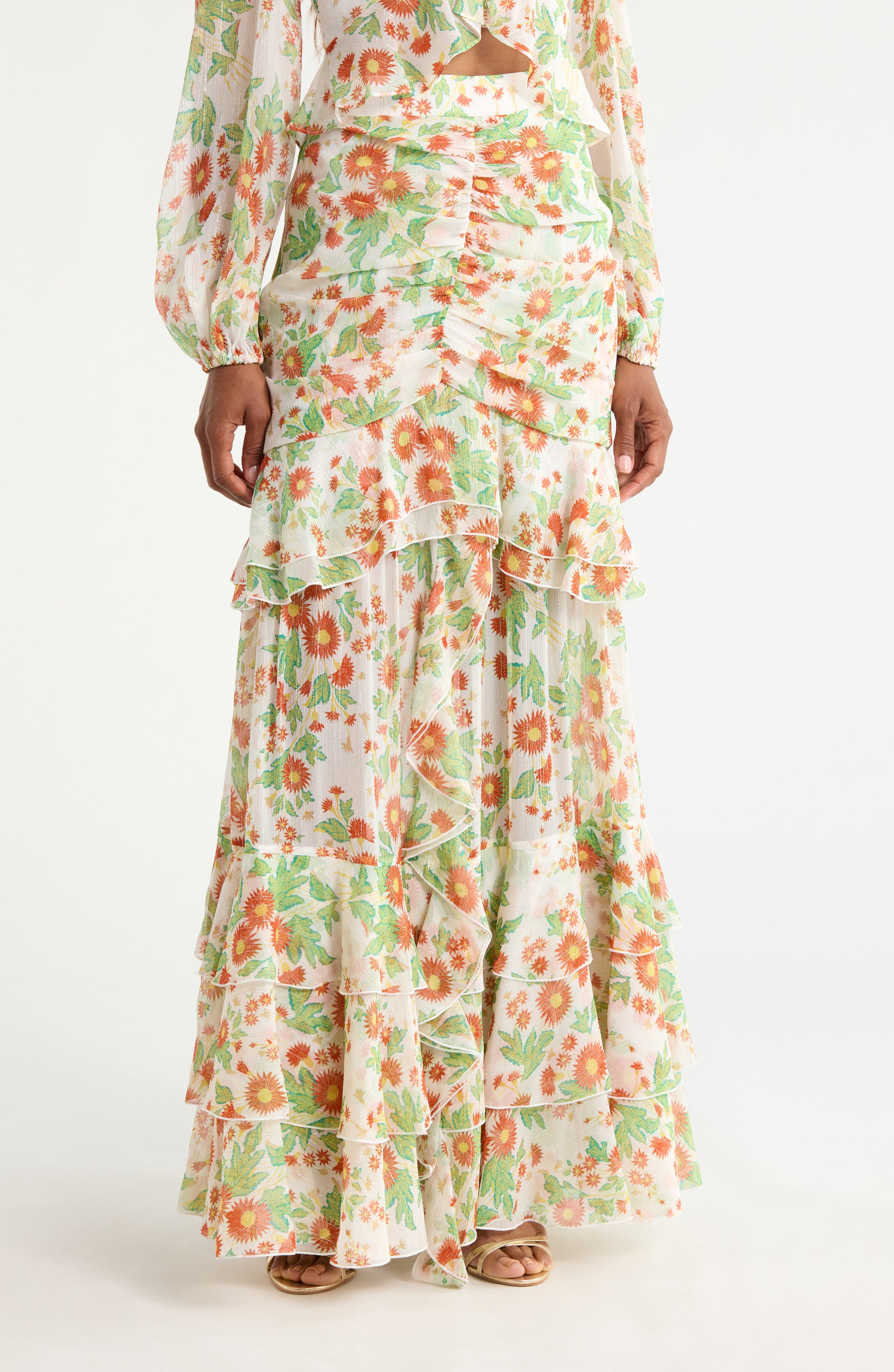 DVF Thea Ruffle Tiered Maxi Skirt