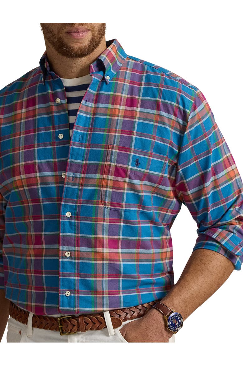 Big & Tall Oxford Sport Shirt, Alternate, color, BLUE BERRY MULTI