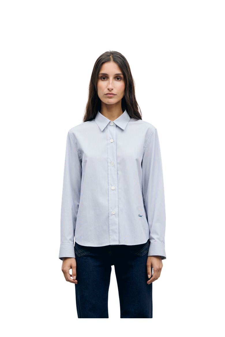 Lyla Relaxed Stripe Shirt, Main, color, Cloud