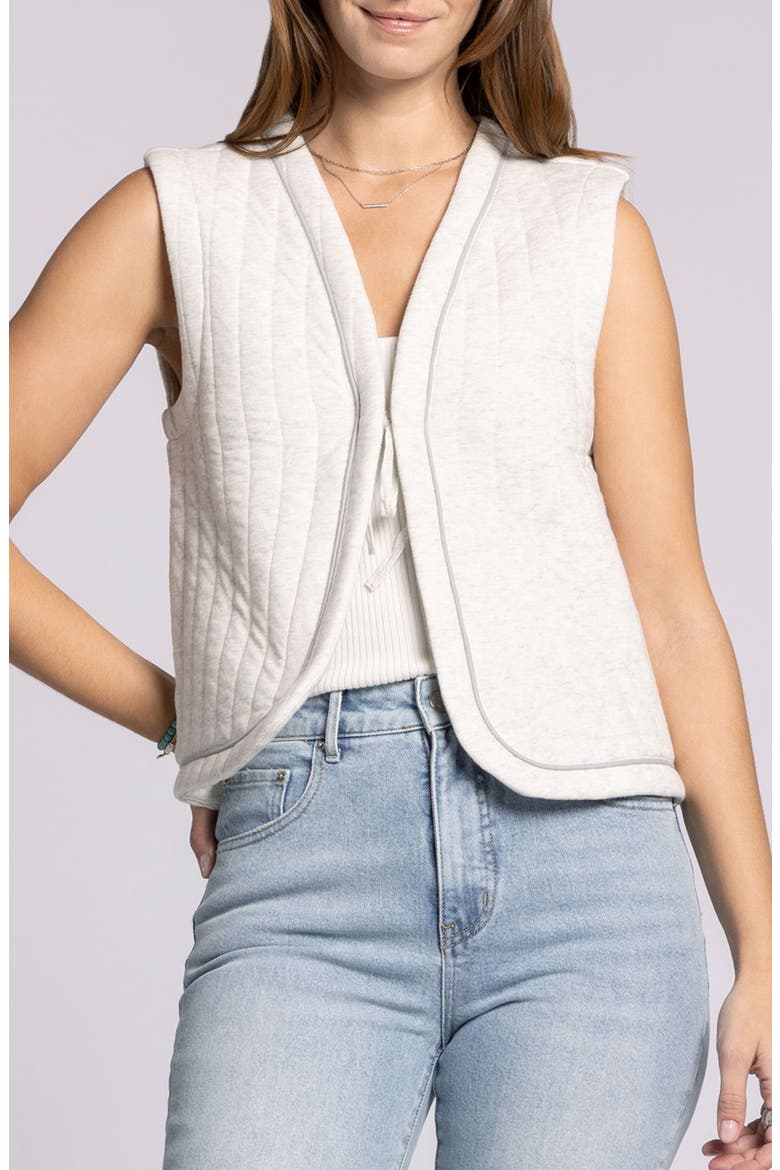 Joplin Quilted Cotton Tie Front Vest, Main, color, IVORY HEATHER