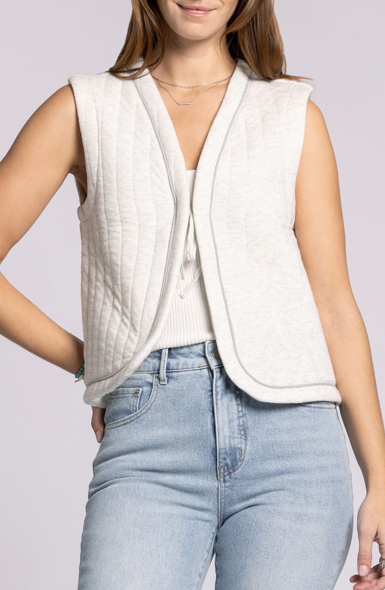 Thread & Supply Joplin Quilted Cotton Tie Front Vest, Main, color, Ivory Heather