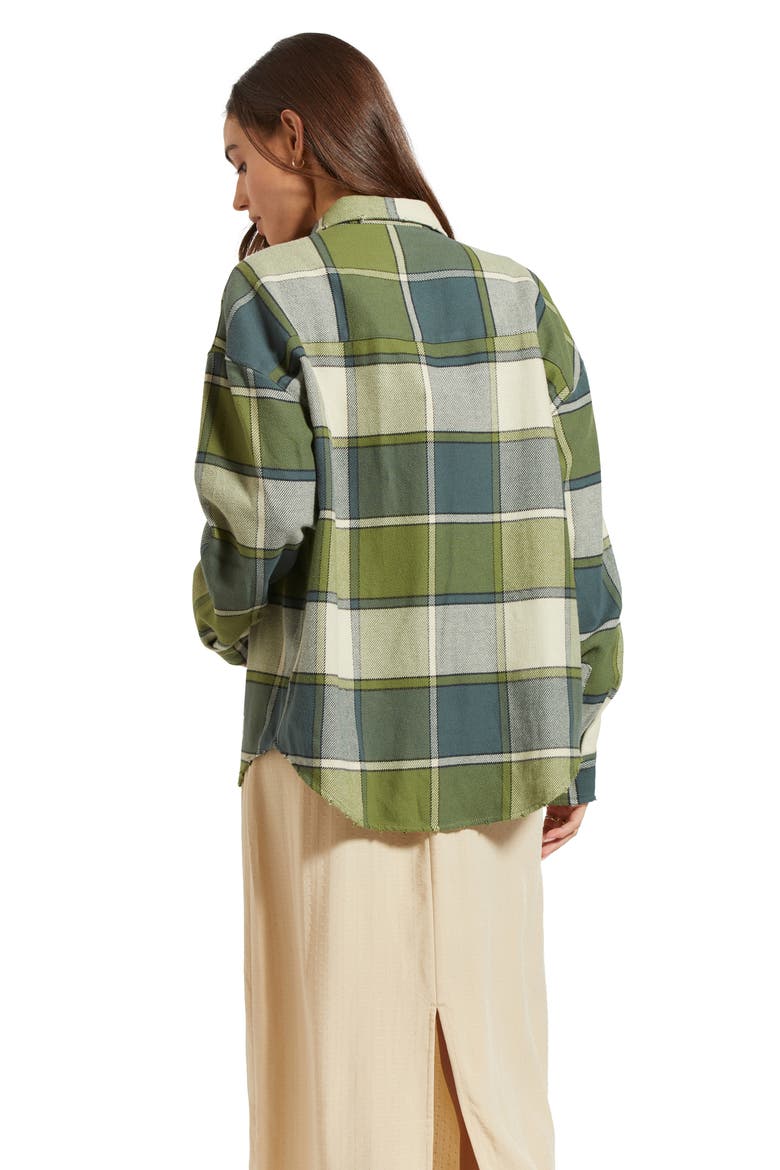 Bowery Plaid Flannel Button-Up Shirt, Alternate, color, BLUE MIRAGE/ DILL PLAID