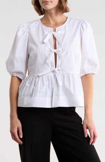 CeCe Bow Front Puff Sleeve Top