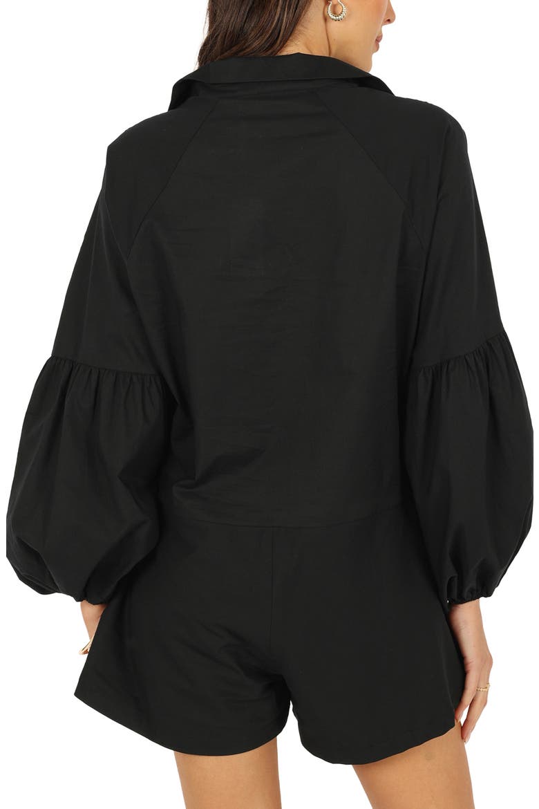 Elsa Long Sleeve Romper, Alternate, color, BLACK
