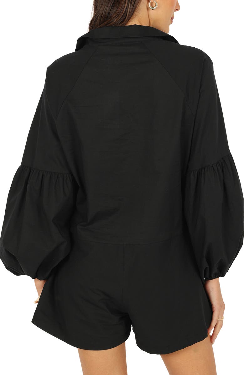 Petal & Pup Elsa Long Sleeve Romper, Alternate, color, Black