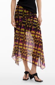Desigual Geo Print Handkerchief Hem Skirt