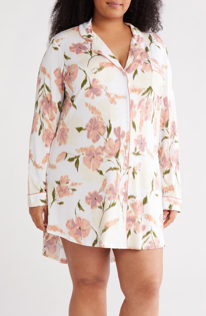 Nordstrom Moonlight Nightshirt, Main, color, Pink Glass Ink Poppy