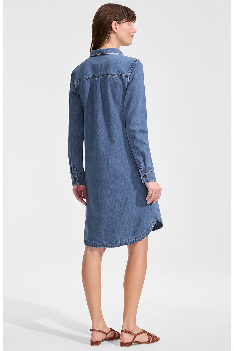 Linen Long Sleeve Button Front Shirt Dress, Alternate, color, Medium Blue Wash
