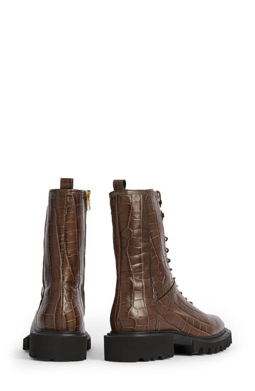 Allsaints Maren Croc-embossed Boot In Brown