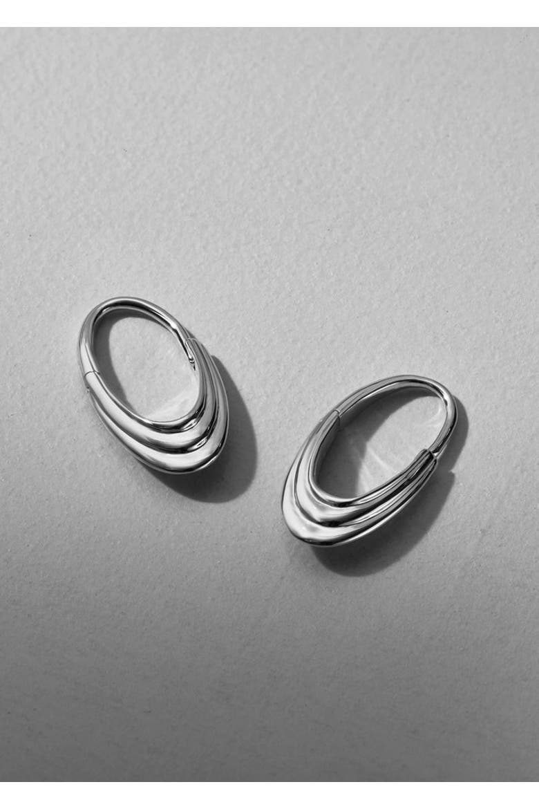 Roscida Ridged Hoop Earrings, Alternate, color, Silver
