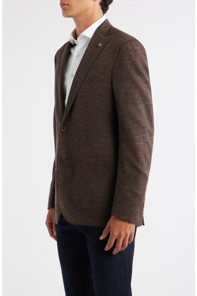 Hartford Brown Mélange Knit Wool & Silk Blend Sport Coat, Alternate, color, BROWN