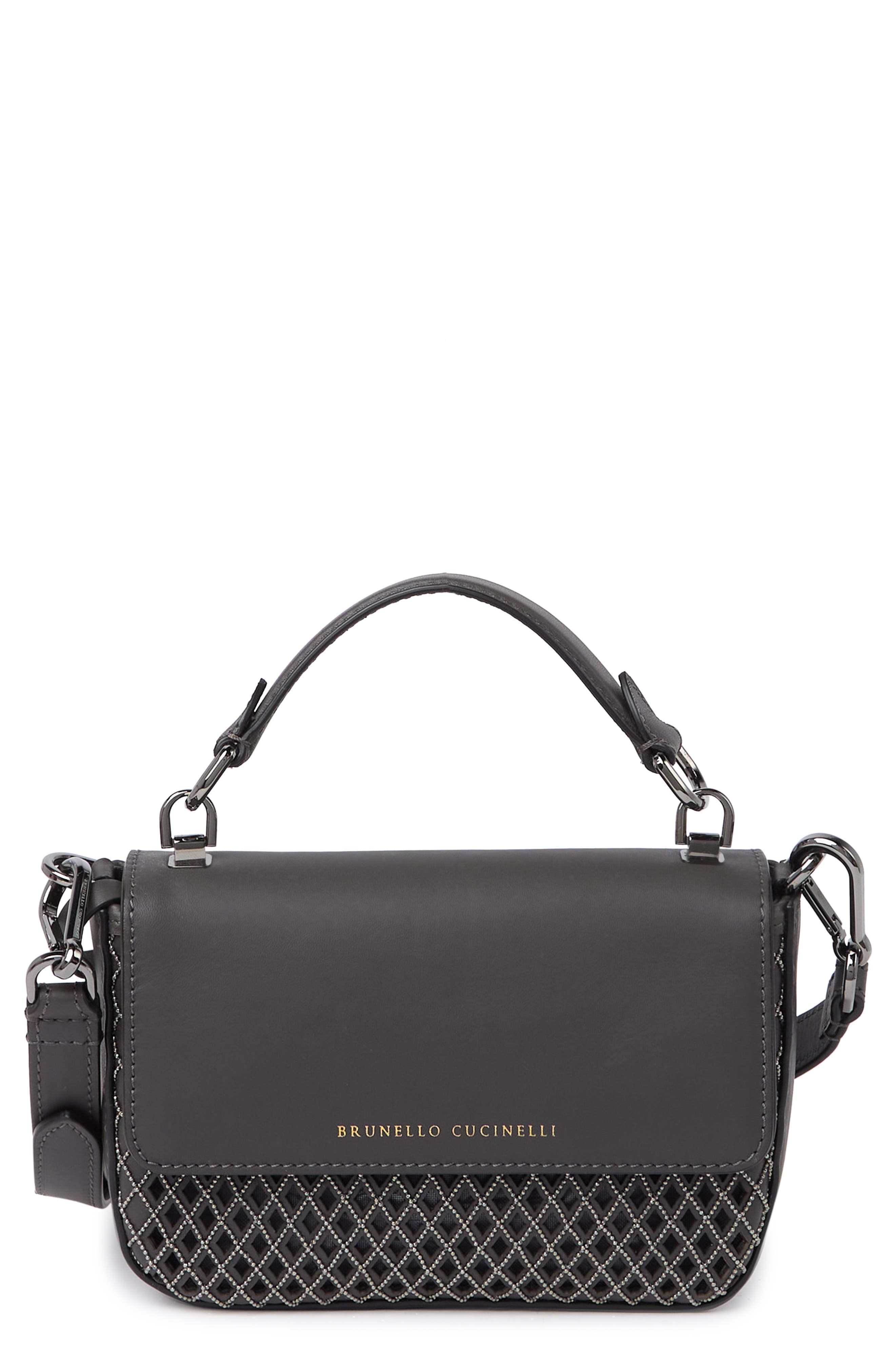 Brunello Cucinelli Diamond Cutout Top Handle Satchel, Main, color, 