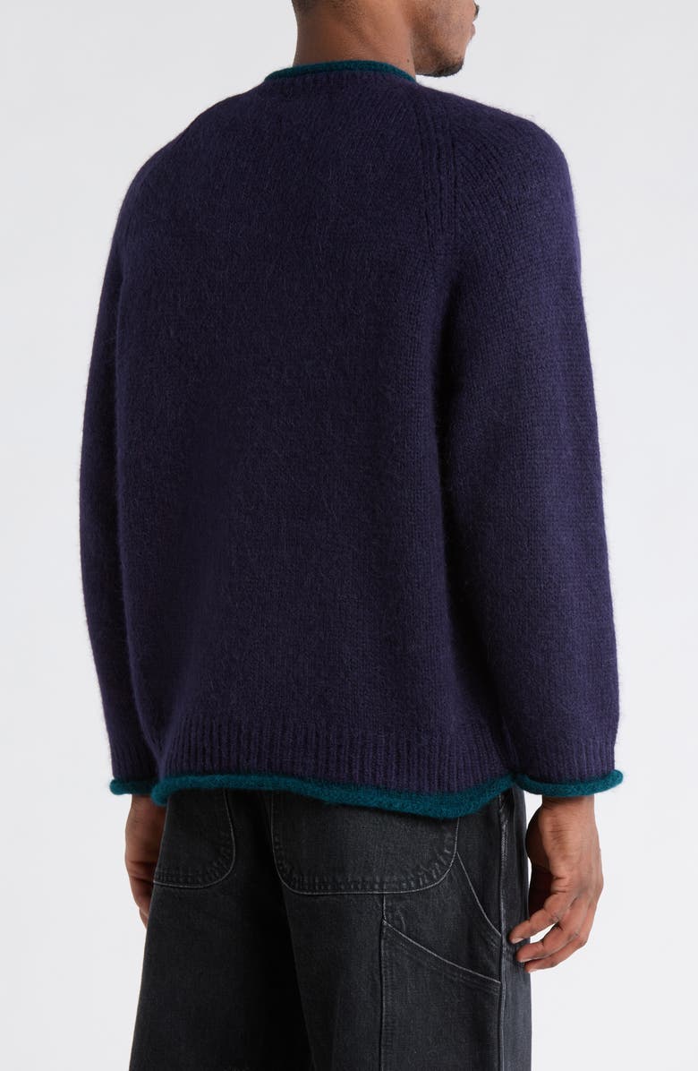 Brain Dead x Brooks Brothers California Logo Embroidered Roll Neck Baby Alpaca Blend Sweater, Alternate, color, Navy