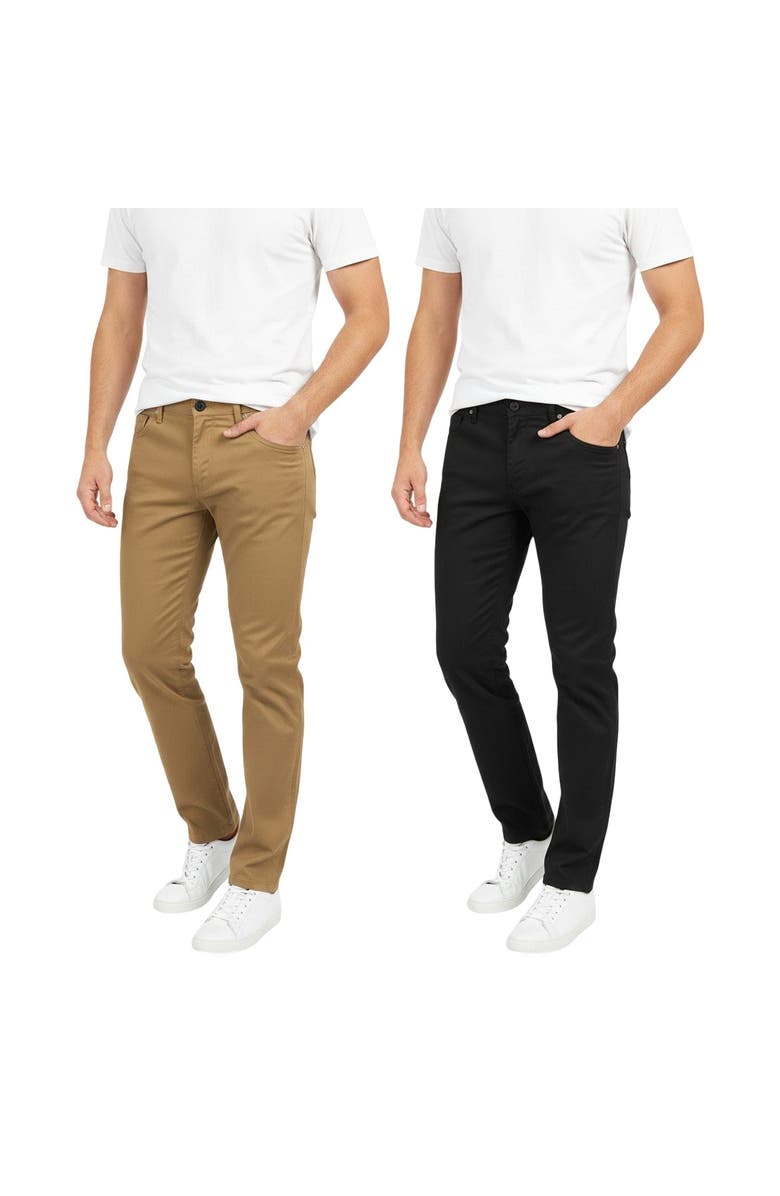 BenBen Mens 2 Pack Chinos Slim Fit Stretch Pants, Main, color, Khaki/Black