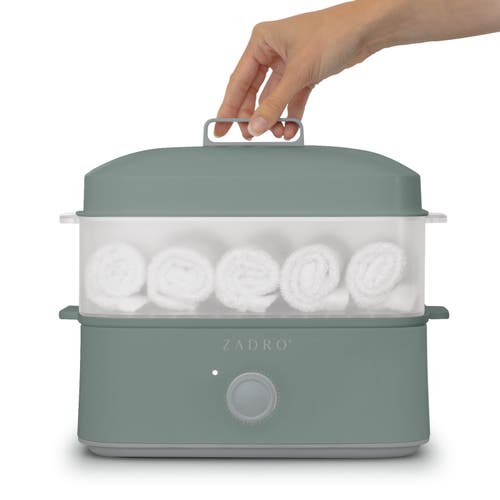Zadro Countertop Towel Steamer With Tongs In Dark Green