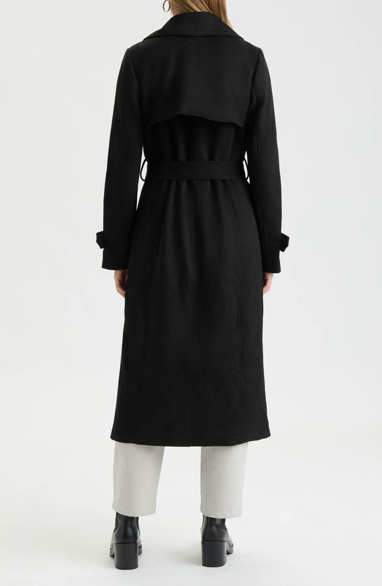 NVLT Faux Suede Belted Double Breasted Trench Coat, Alternate, color, 