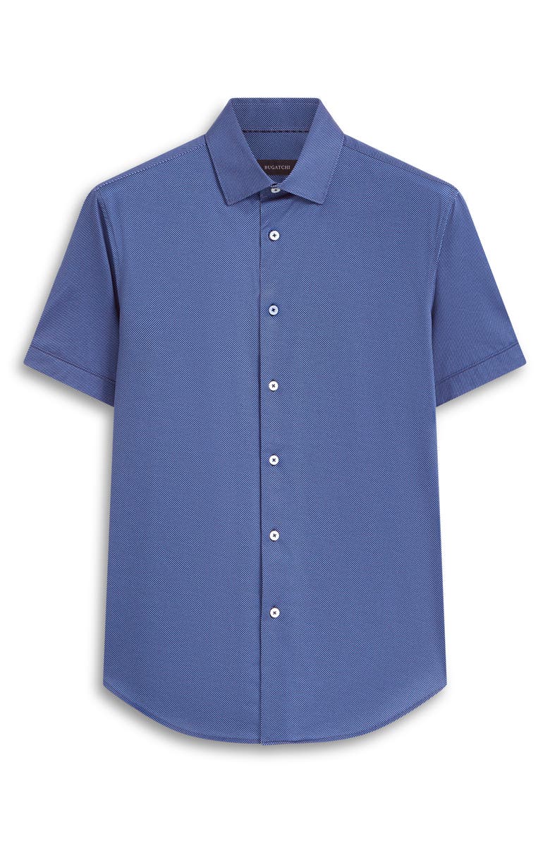 Bugatchi Miles OoohCotton<sup>®</sup> Stripe Short Sleeve Button-Up Shirt, Alternate, color,