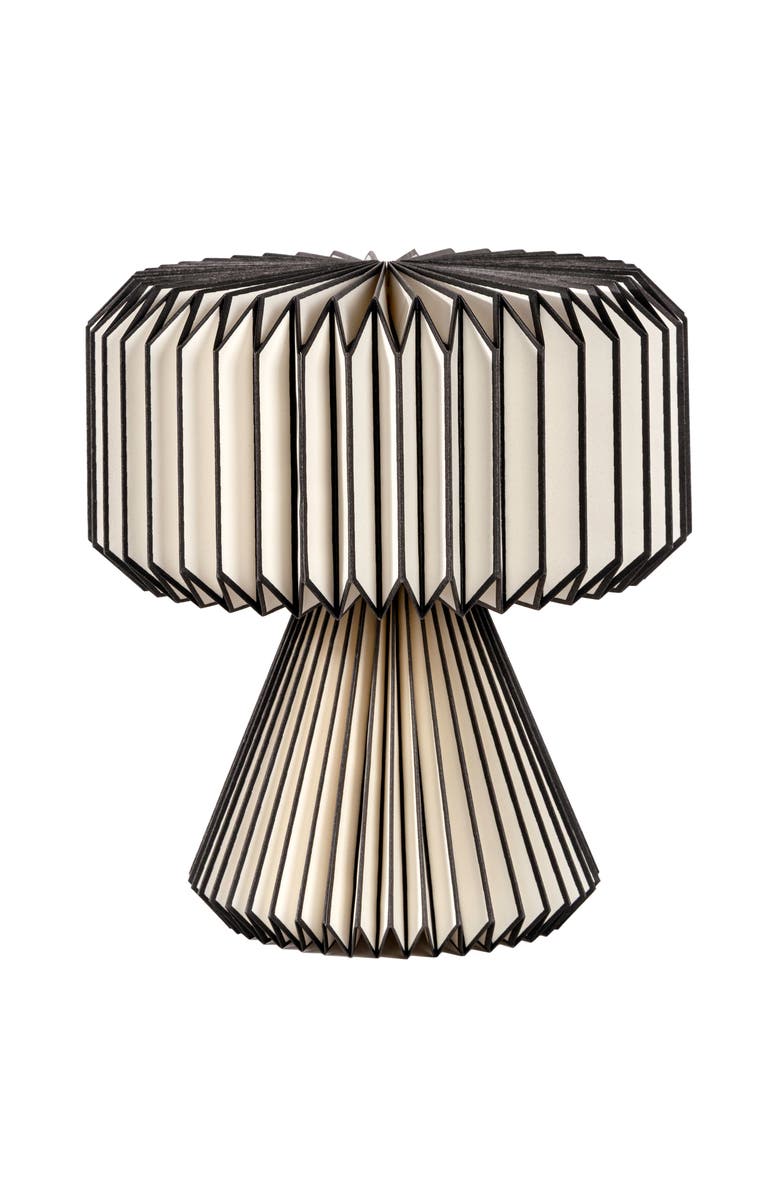 JONATHAN Y Zelda 12.8" Modern Art Deco Paper Pleated Shade Accent LED Table Lamp, Main, color, Black Natural