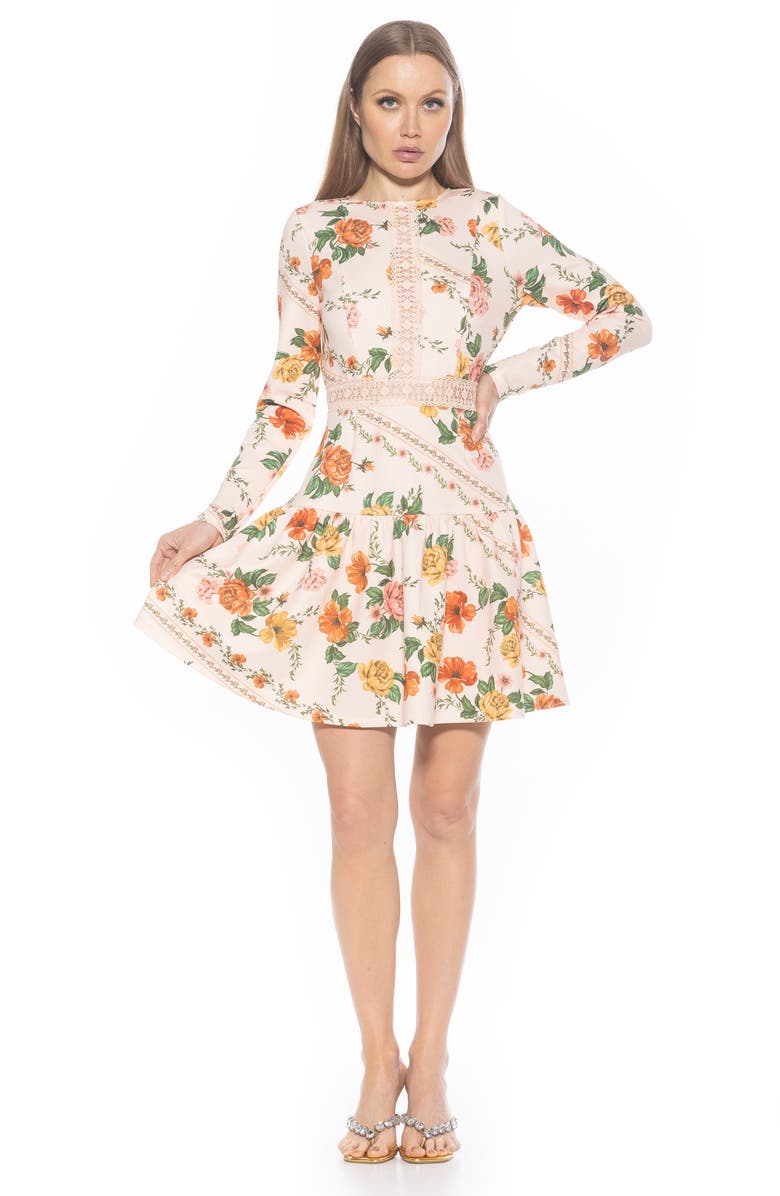 Alexia Admor Alexa Floral Long Sleeve Fit & Flare Dress, Alternate, color, Beige Floral