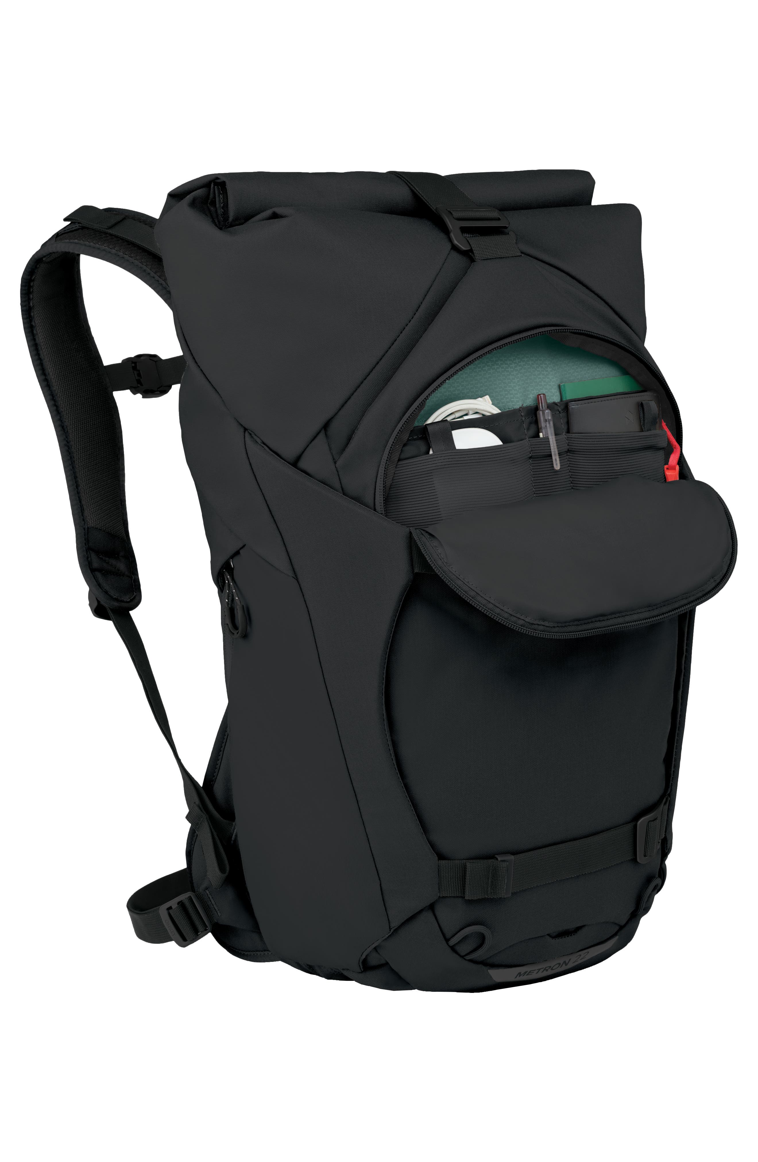 Osprey Metron 22-Liter Water Repellent Roll Top Backpack, Alternate, color, Black