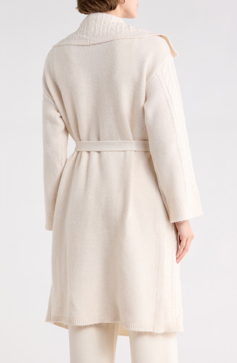 T Tahari Braided Cable Duster Cardigan, Alternate, color, Cream White