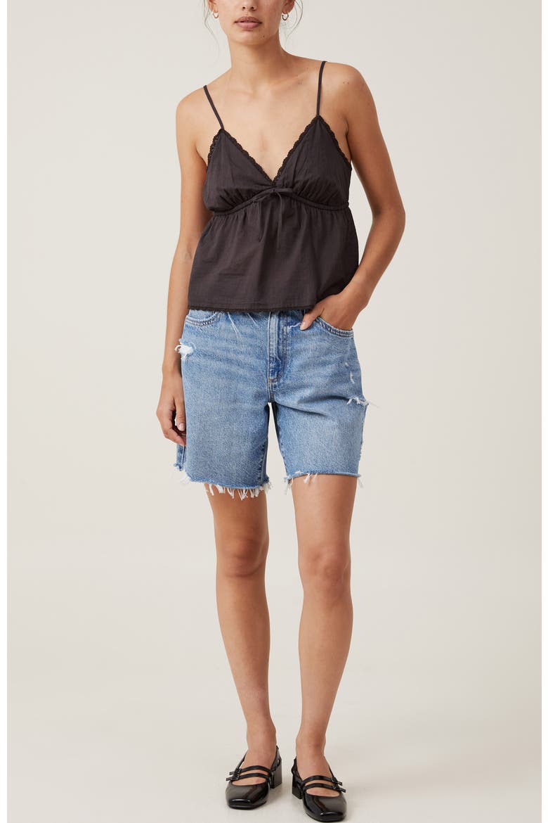 Women's Cotton Lace Cami, Alternate, color, WASHED BLACK
