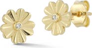 Ember Fine Jewelry 14K Yellow Gold Diamond Flower Stud Earrings - 0.02ct.