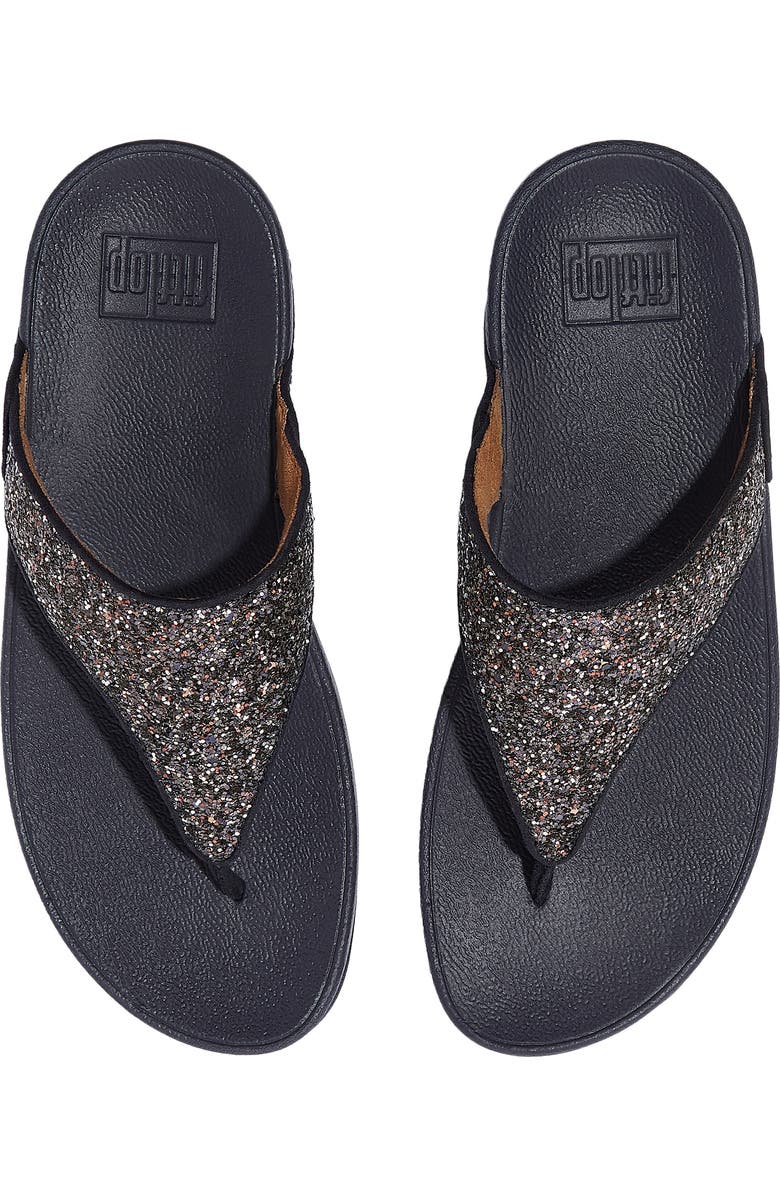 FitFlop Lulu Glitter Post Toe Wedge Sandal, Alternate, color, Midnight Navy Mix