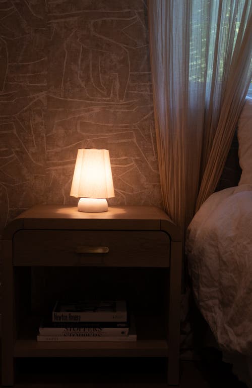 Brightech Kylie 9" Modern Led Desk Lamp With Cream Linen Shade And Ceramic Base, Bulb Included In Neutral