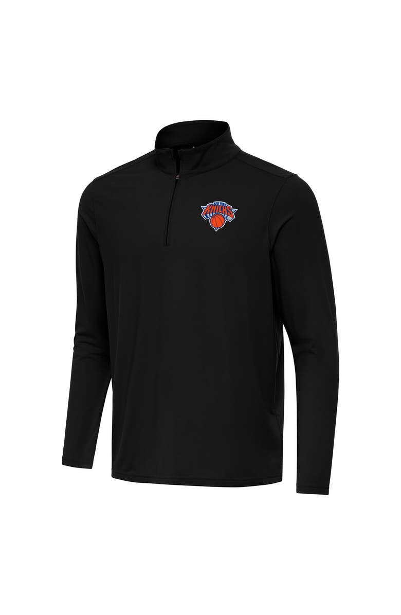 ANTIGUA Men's Antigua Black New York Knicks Intent Quarter-Zip Top, Main, color, 