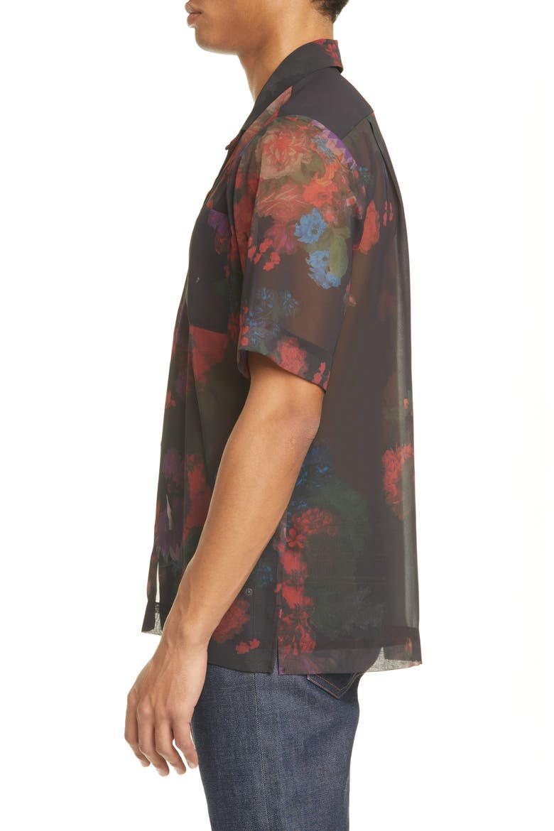 Carltone Floral Short Sleeve Button-Up Shirt, Alternate, color, BLACK MULTI