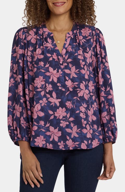 Print Puff Shoulder Top