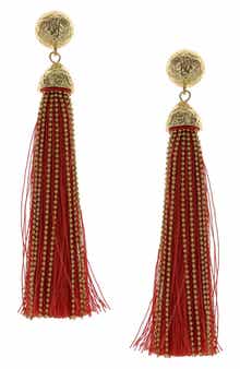Cotton & Chain Tassel Drop Earrings