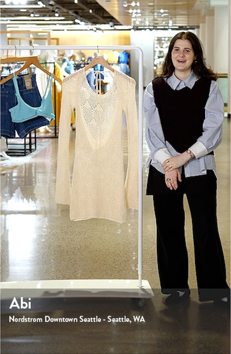 Island Hopper Long Sleeve Open Stitch Mini Sweater Dress, sales video thumbnail