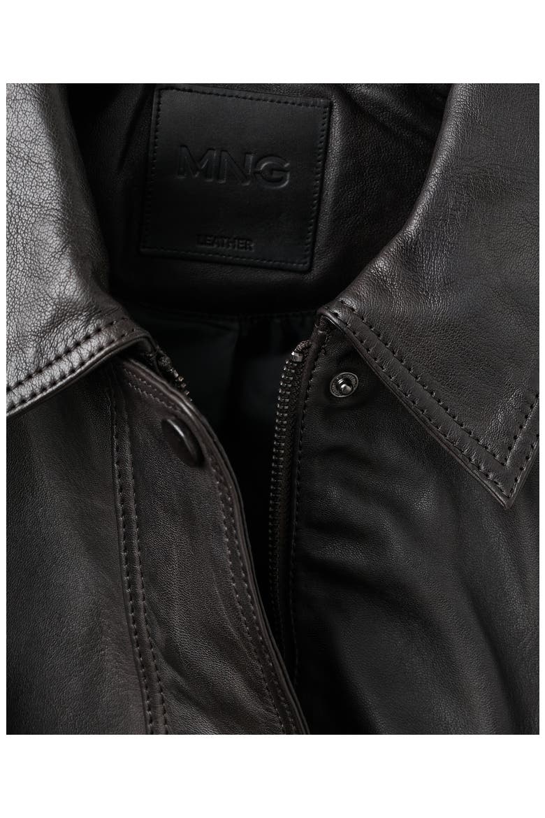 London Oversize Leather Jacket, Alternate, color, BROWN