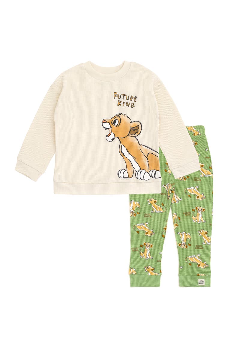 Lion King Loungewear 2-Piece Sweatshirt and Pants Set, Main, color, Simba Sage Green