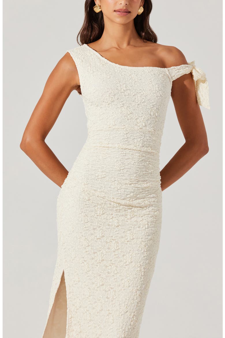 Emely Floral One-Shoulder Stretch Lace Dress, Alternate, color, CREAM