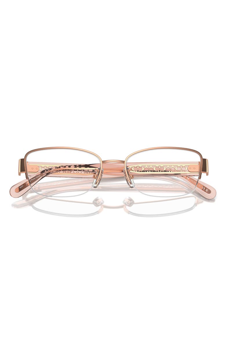 COACH 53mm Rectangular Optical Glasses, Alternate, color, Shiny Rose Gold / Demo Lens