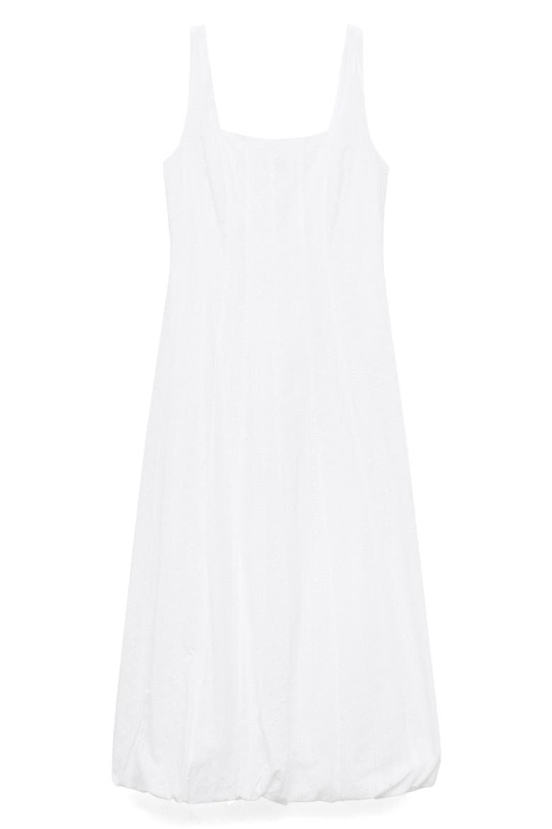Embroidered Bubble Hem Sleeveless Midi Dress, Alternate, color, WHITE