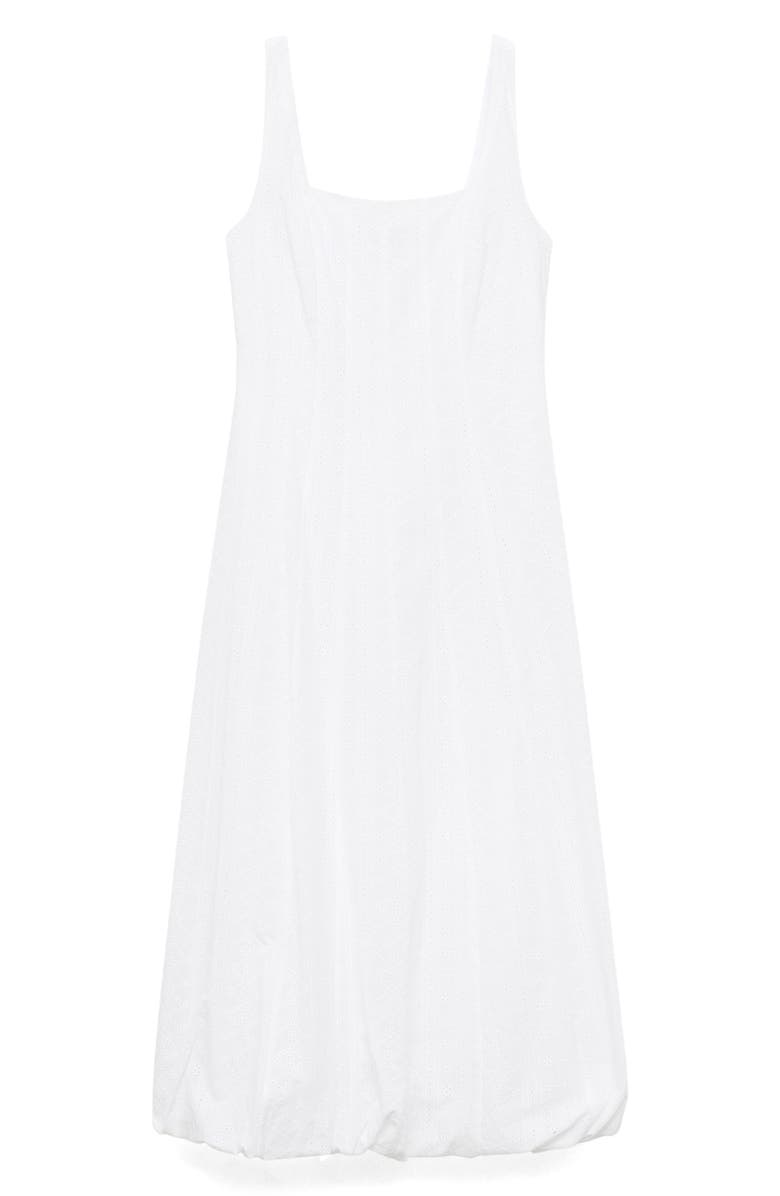 MANGO Embroidered Bubble Hem Sleeveless Midi Dress, Alternate, color,