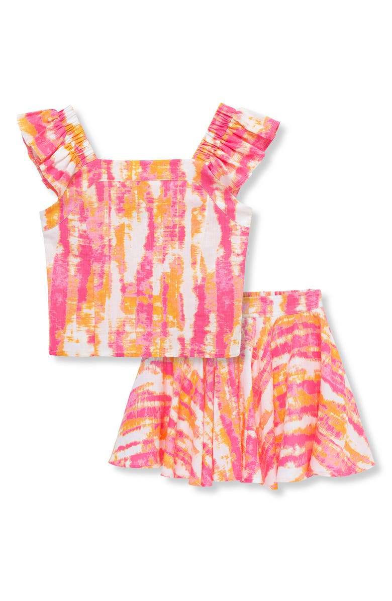 Habitual Kids Kids' Abstract Print Linen Blend Tank & Skirt Set, Main, color, Print