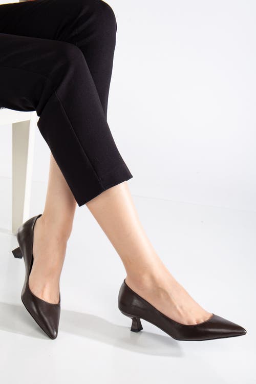 Forever & Always Shoes Helly Kitten Heel Leather Stiletto Pumps