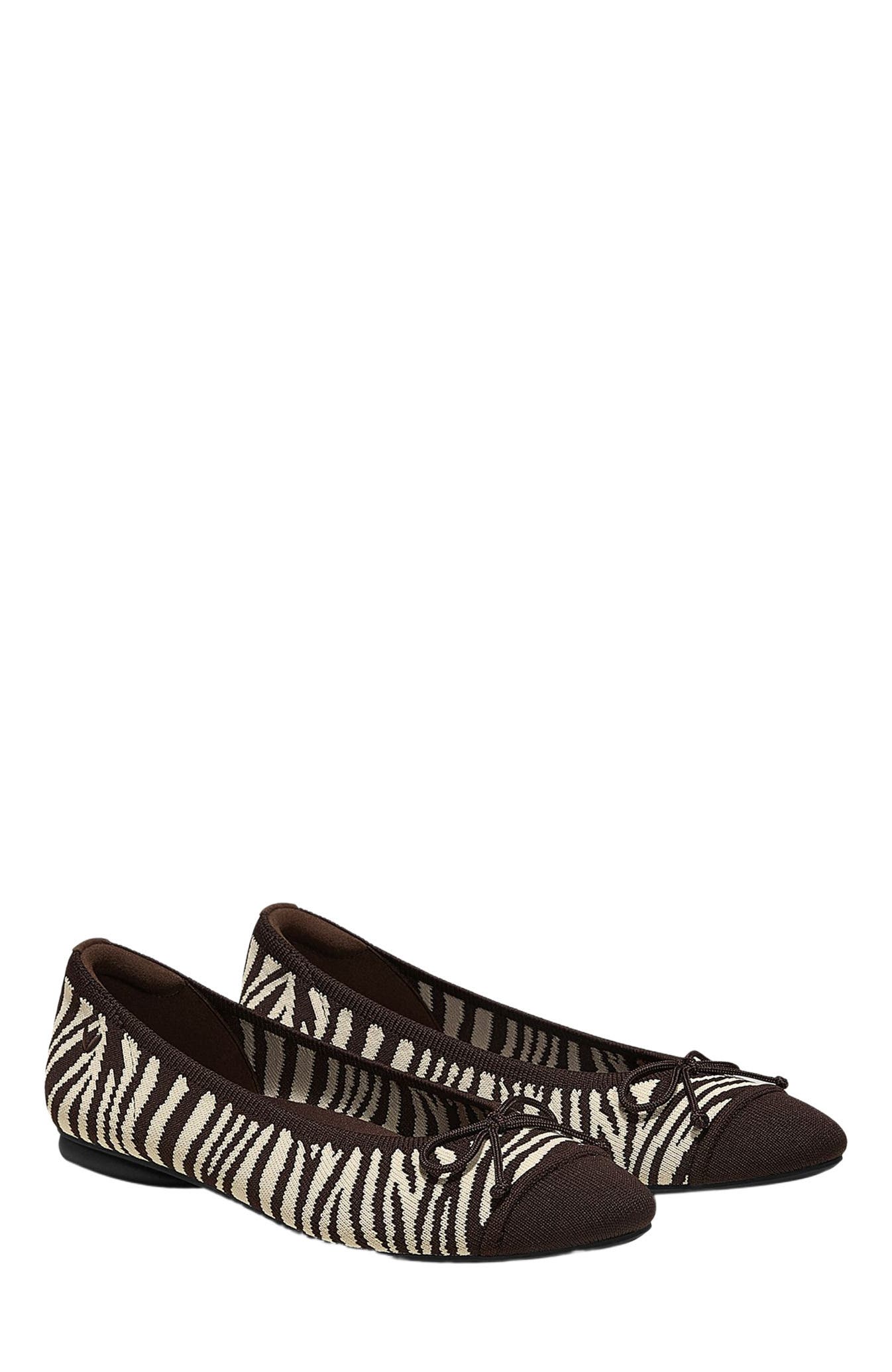 VIVAIA Almond-Toe Bow Flats, Main, color, Chocolate Zebra
