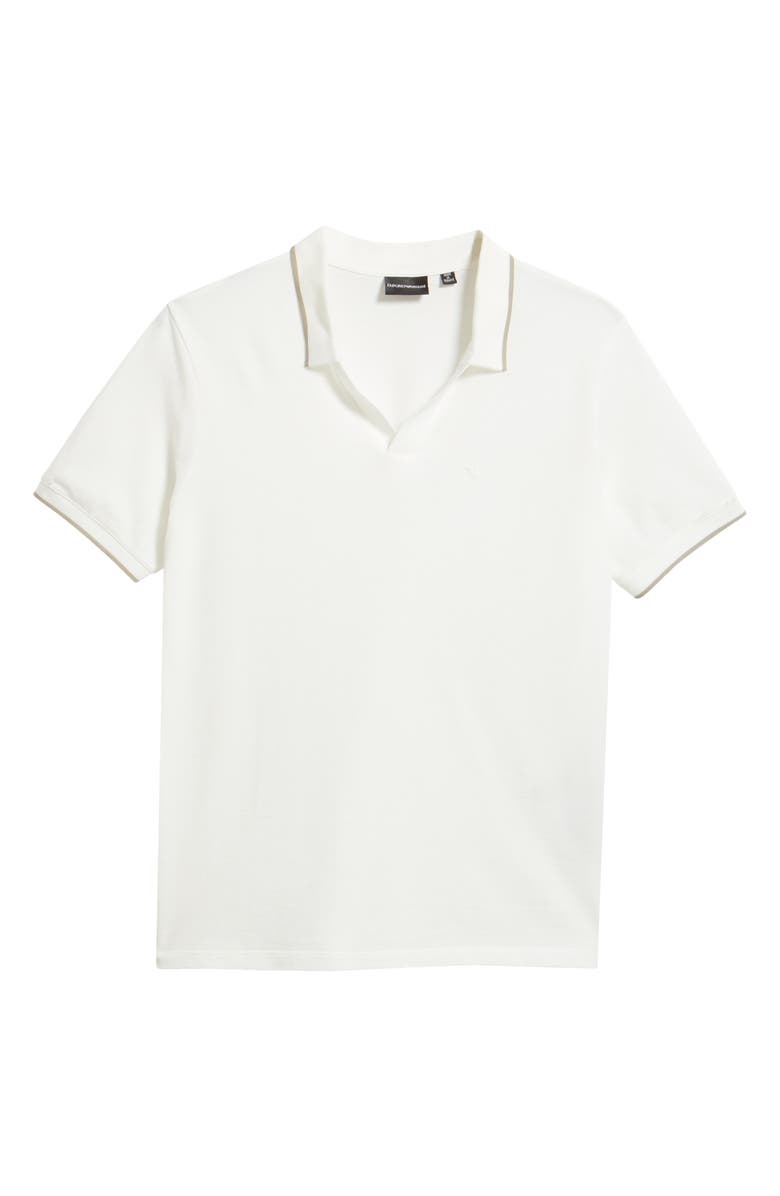 Emporio Armani Piqué Johnny Collar Polo, Alternate, color, Solid White