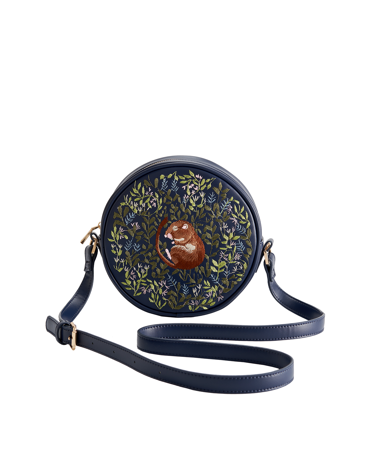 Fable England Chloe Circle Bag Embroidered Dormouse Navy, Main, color, Navy