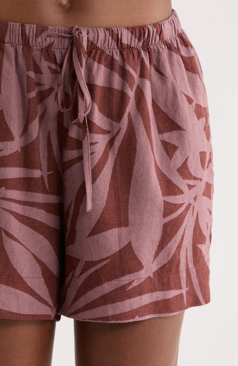 Nordstrom Vacation Linen Blend Short Pajamas, Alternate, color, Brown Tropical Vine